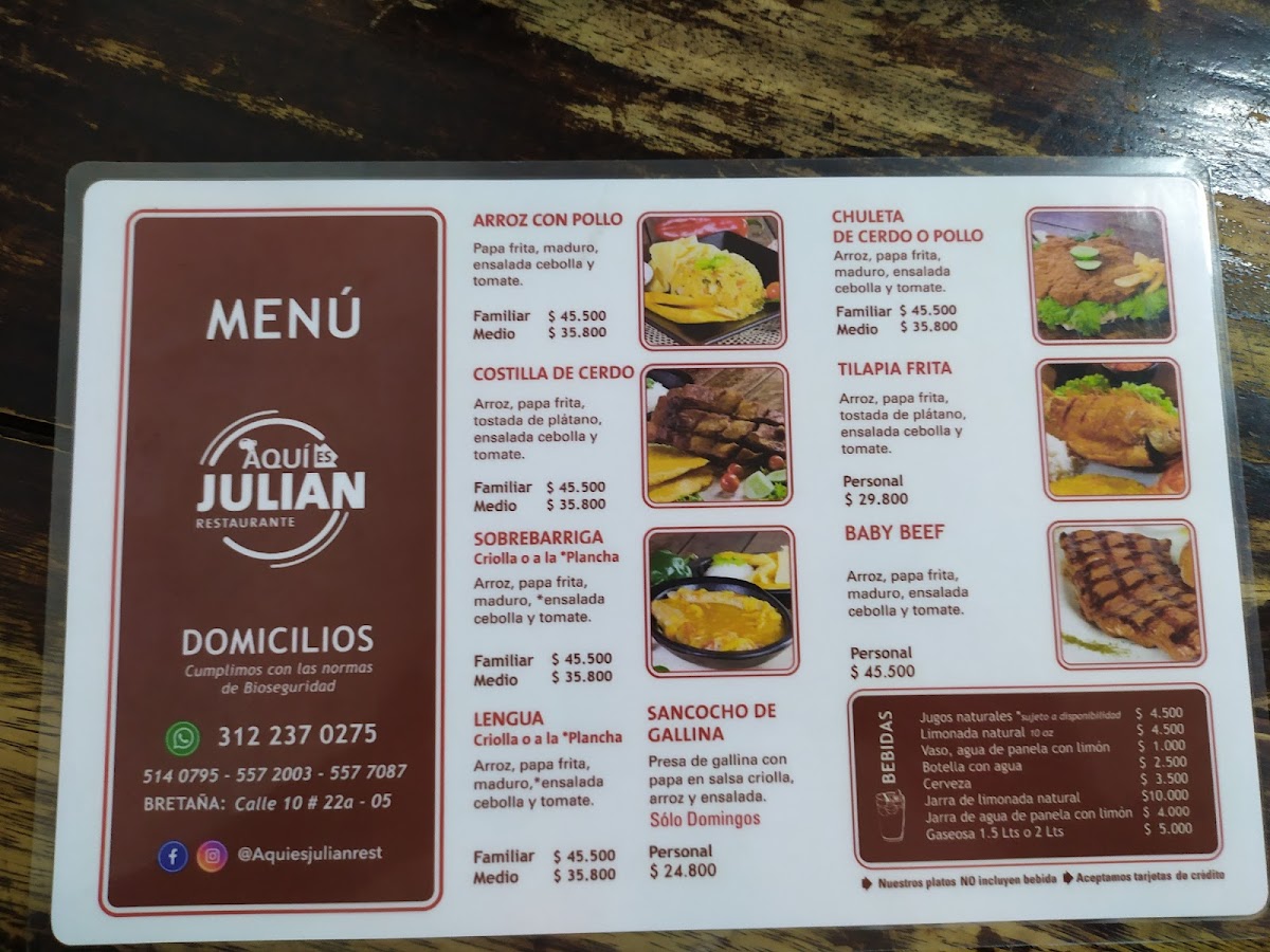 Restaurante Aquí Es Julián, Bretaña Photo Menu 2