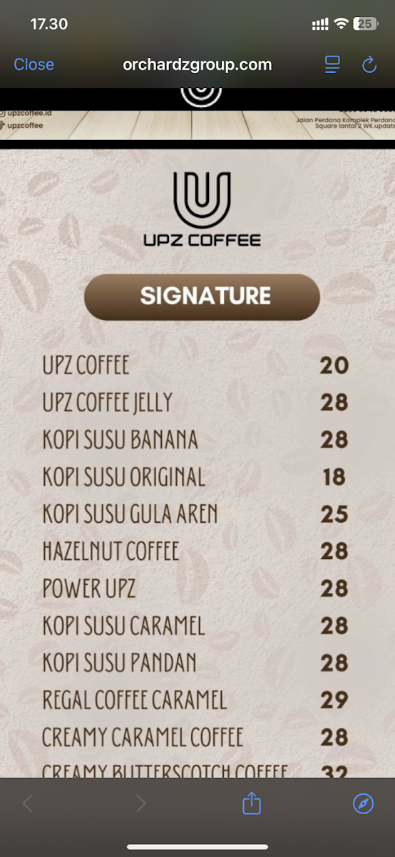 Upz Coffee Photo Menu 3