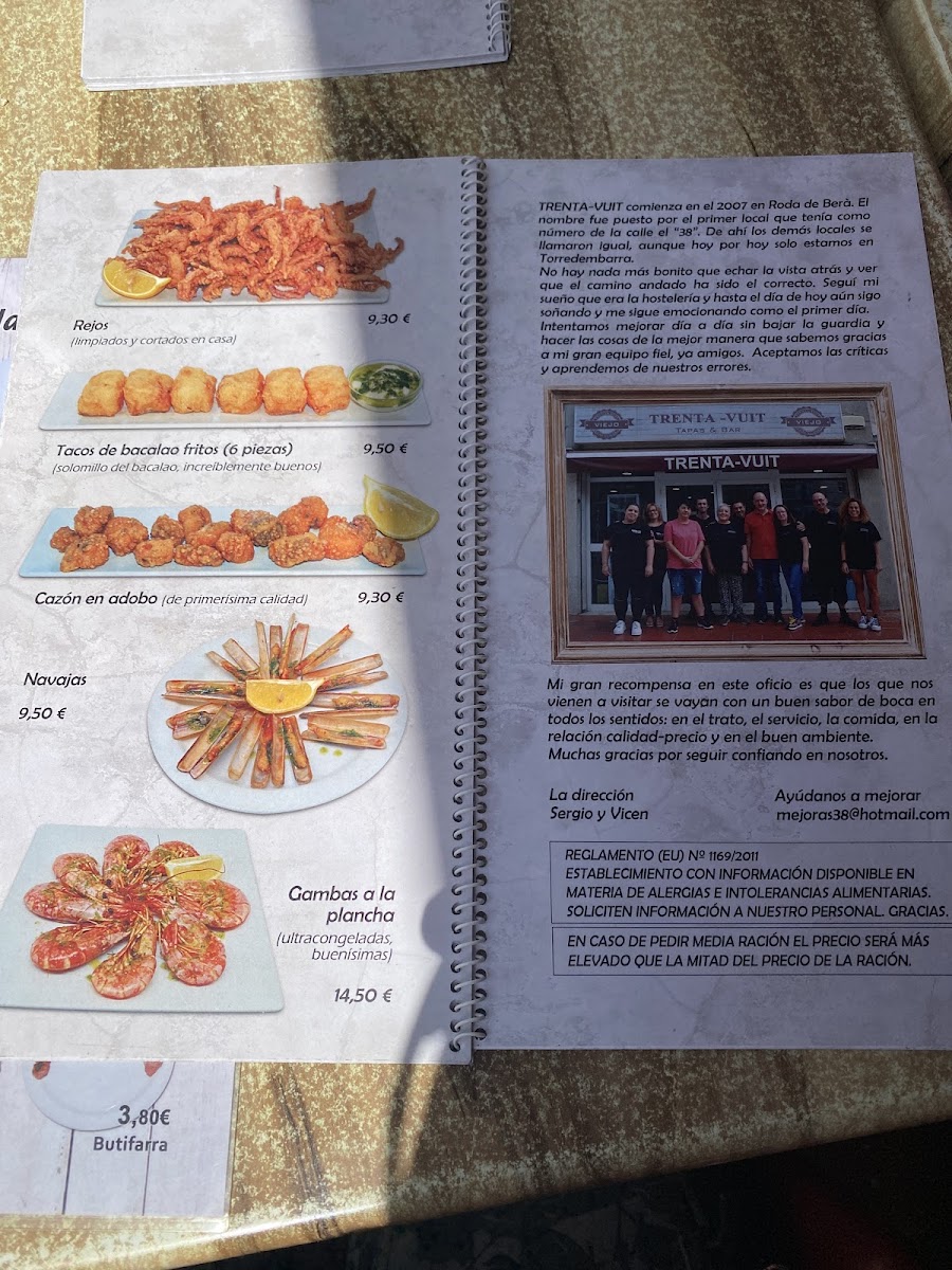 Trentavuit Torredembarra Photo Menu 3