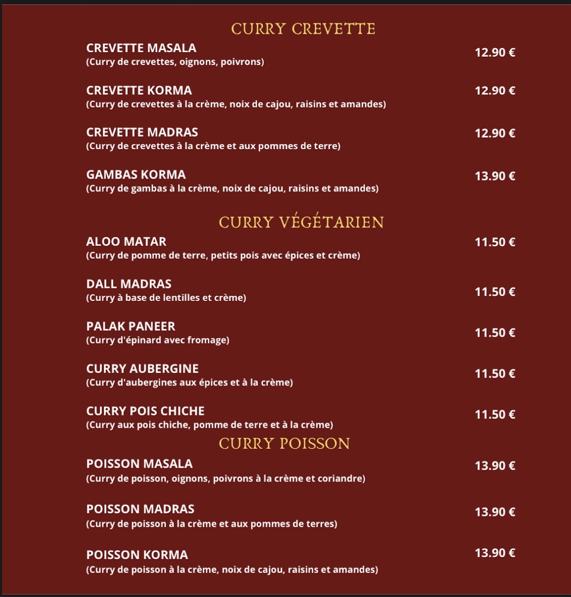 Madras Fast Food Photo Menu 2