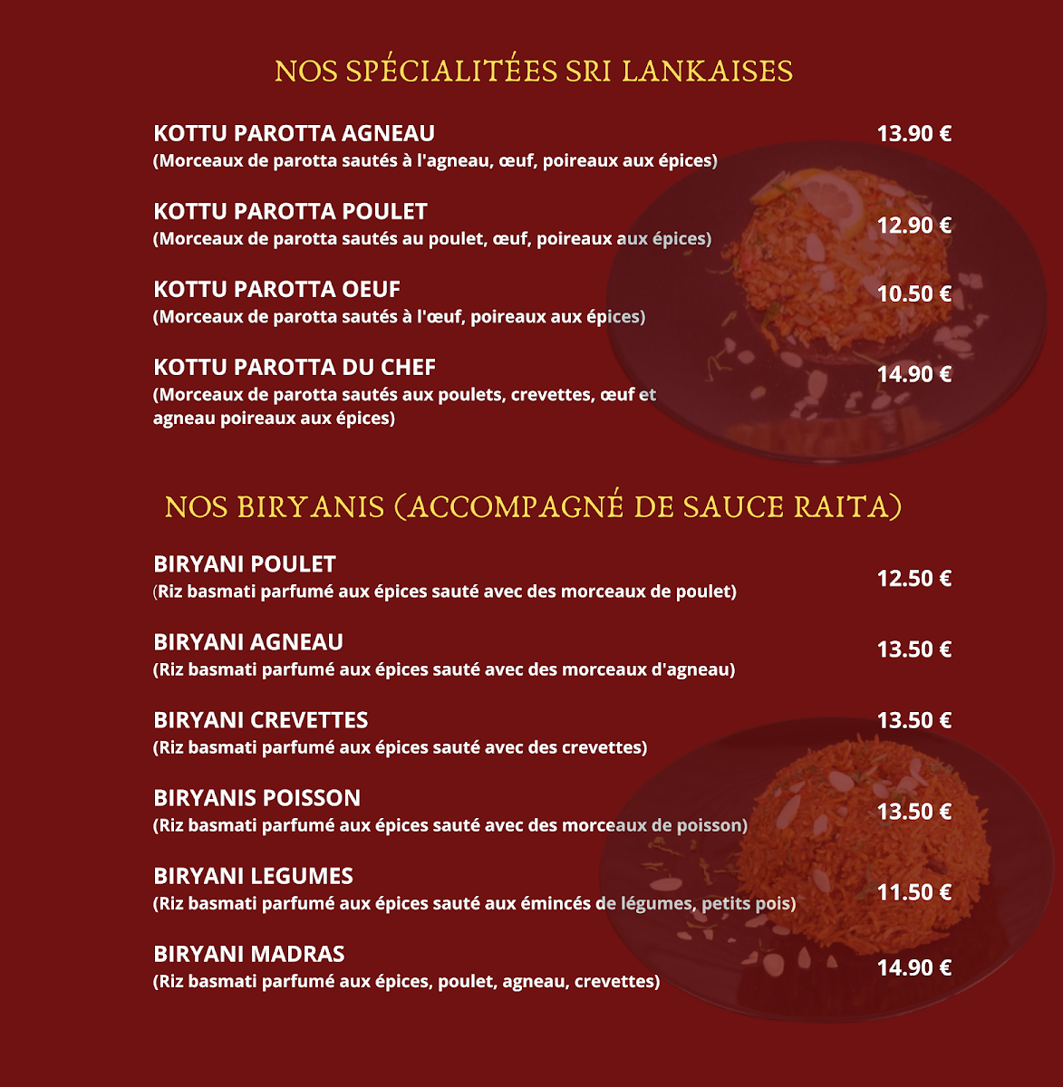 Madras Fast Food Photo Menu 3