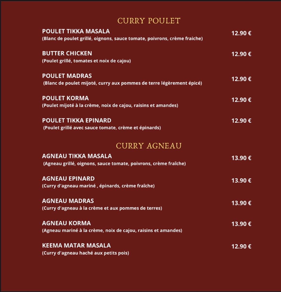Madras Fast Food Photo Menu 6