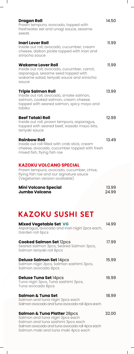 Kazoku Pan Asian Bournemouth Photo Menu 8