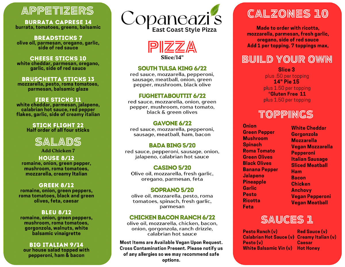 Copaneazi’s Pizza South Photo Menu 2