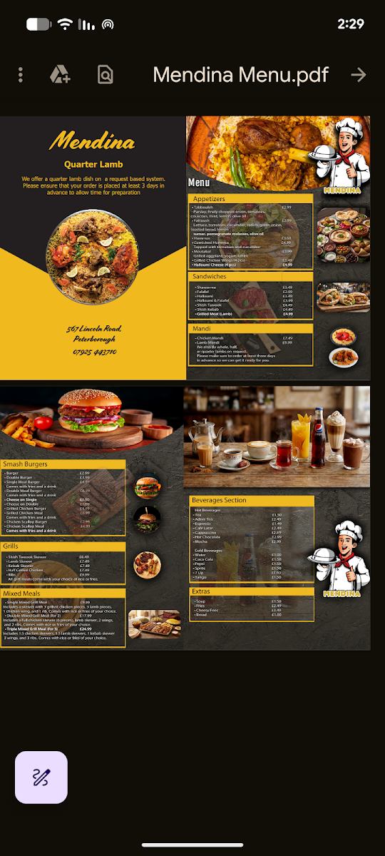 Mendina Restaurant Photo Menu 1