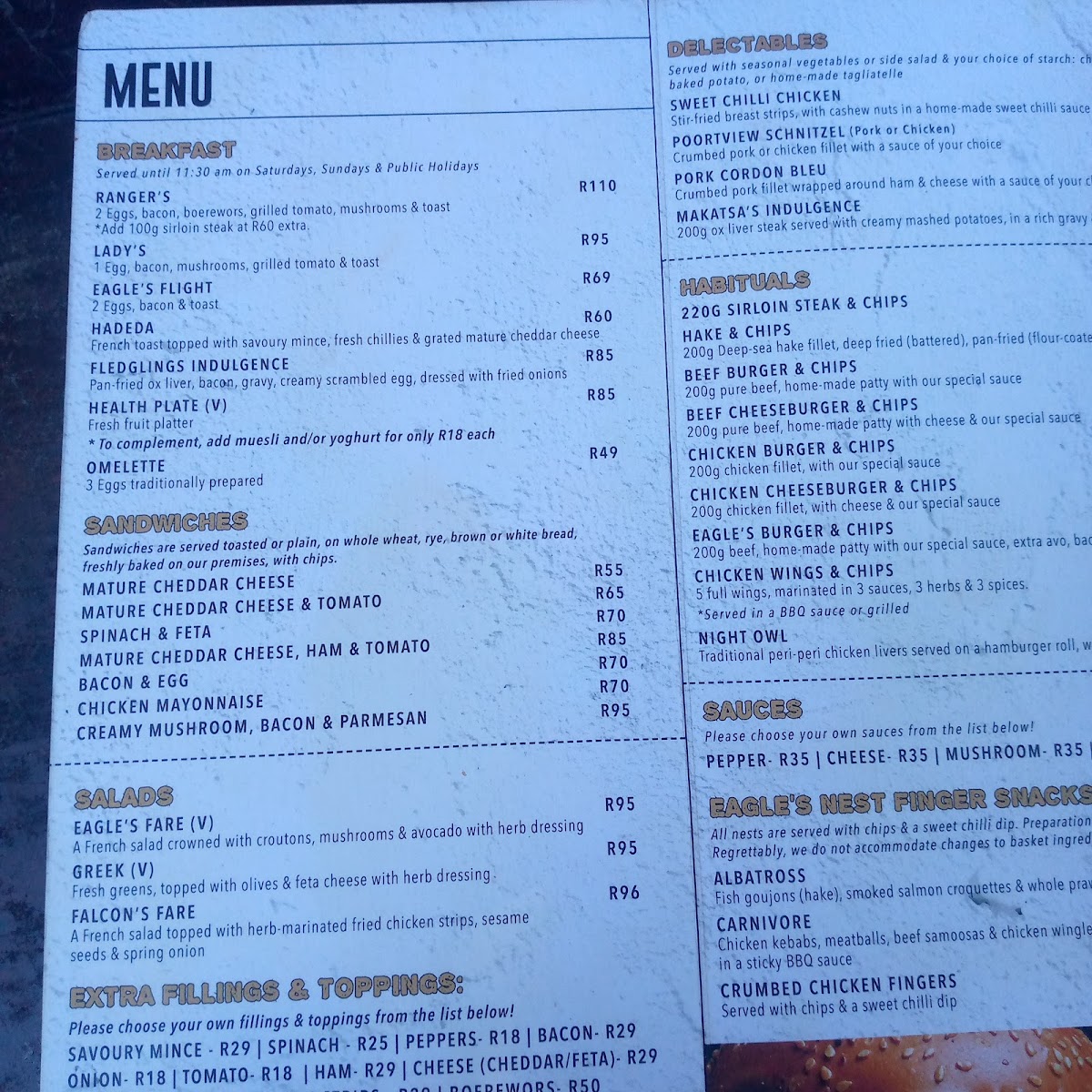 Eagles Fare Restaurant & Wedding Venue Photo Menu 2