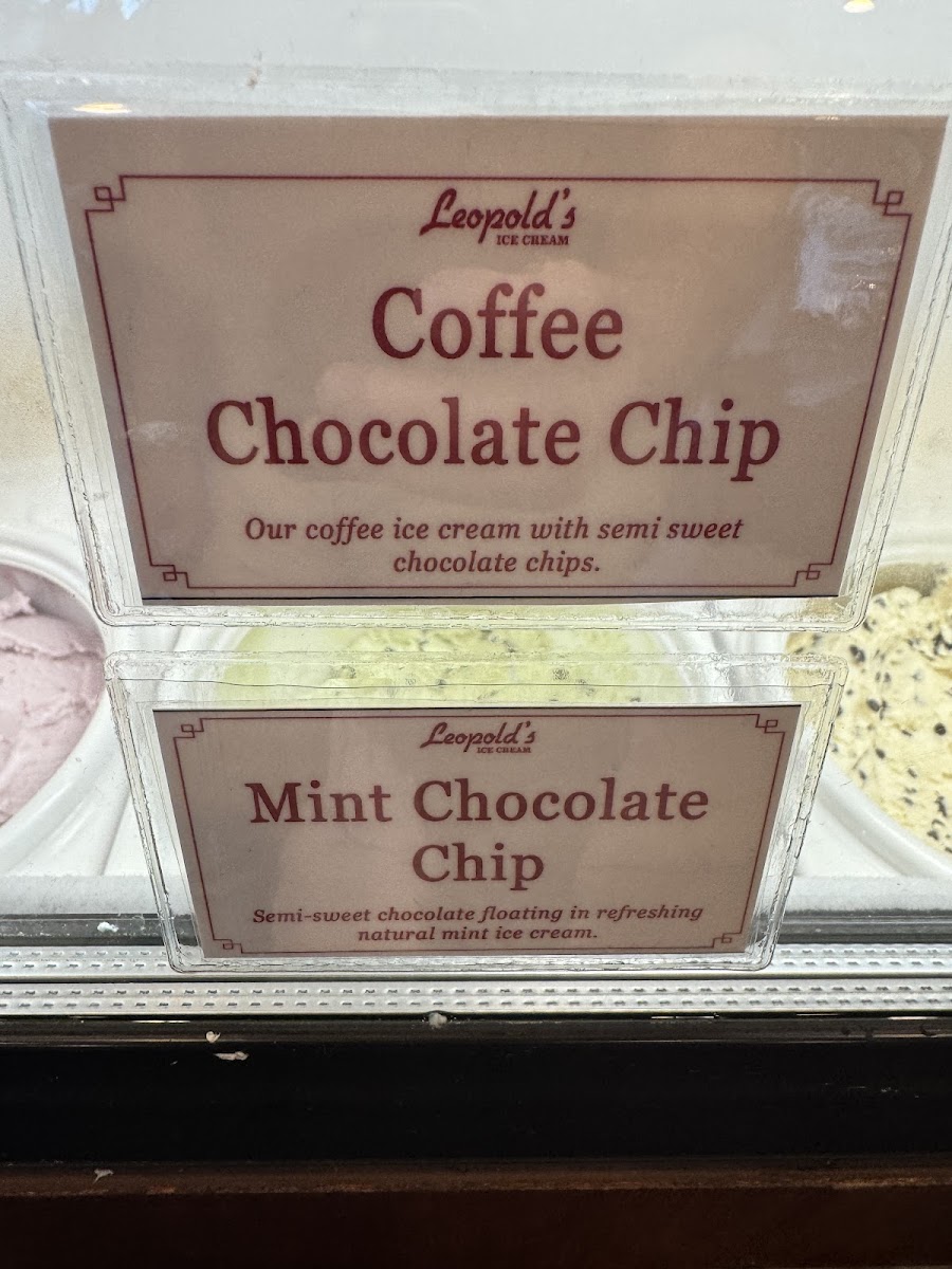 Leopold's Ice Cream Photo Menu 2