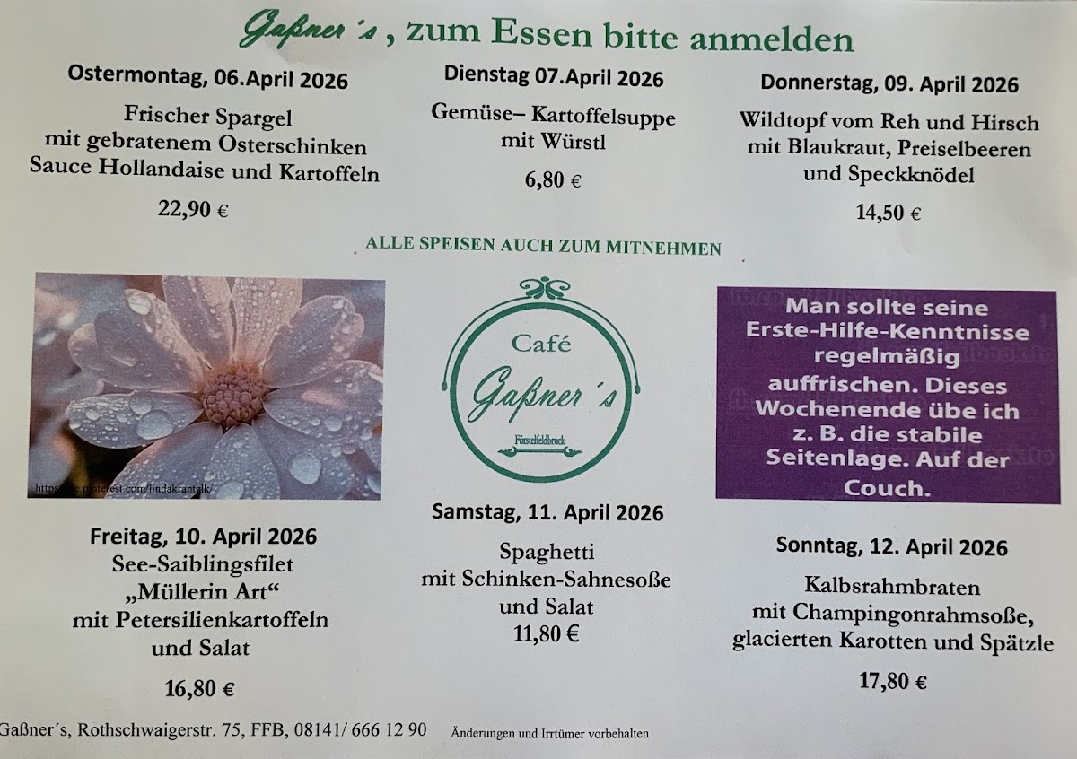 Gaßner´s Cafe Photo Menu 2