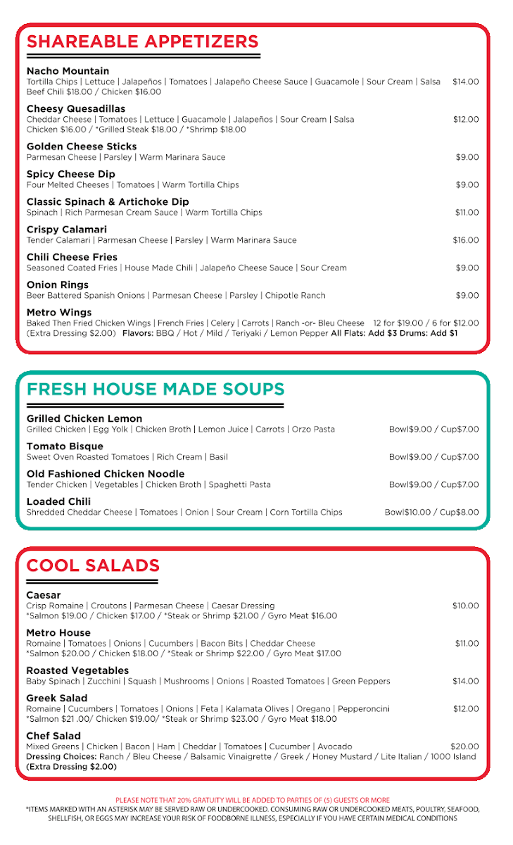 Metro Cafe Diner Photo Menu 2