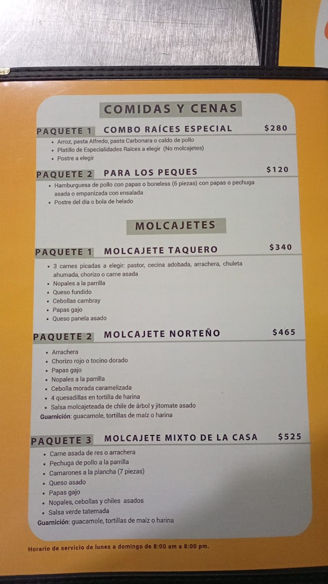 Raíces Restaurante Photo Menu 1