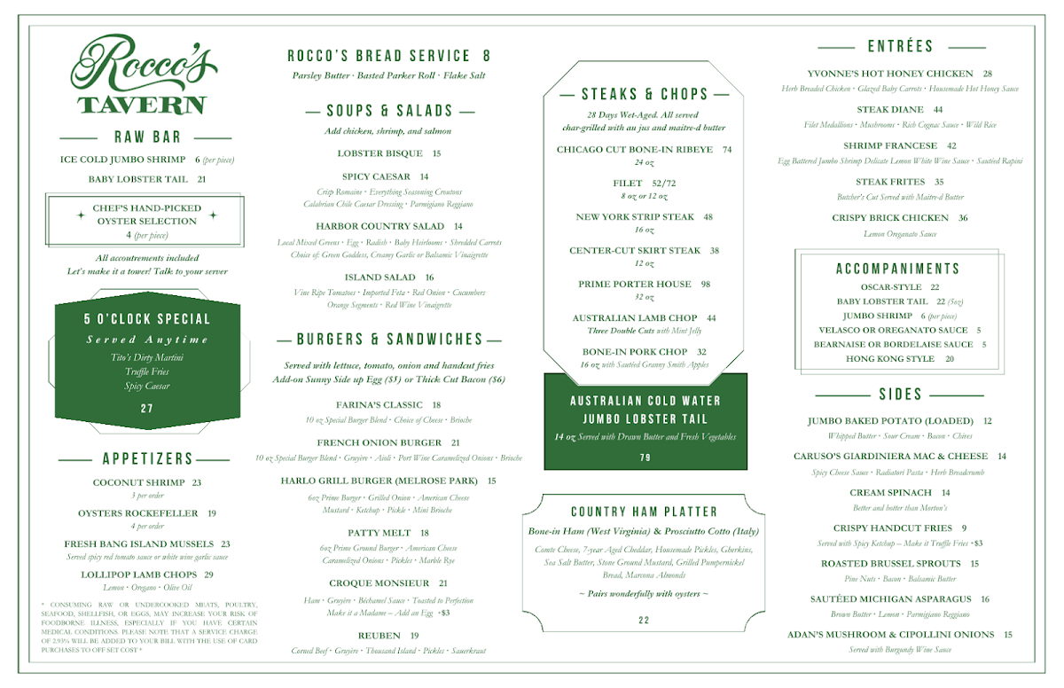 Rocco's Tavern Photo Menu 1