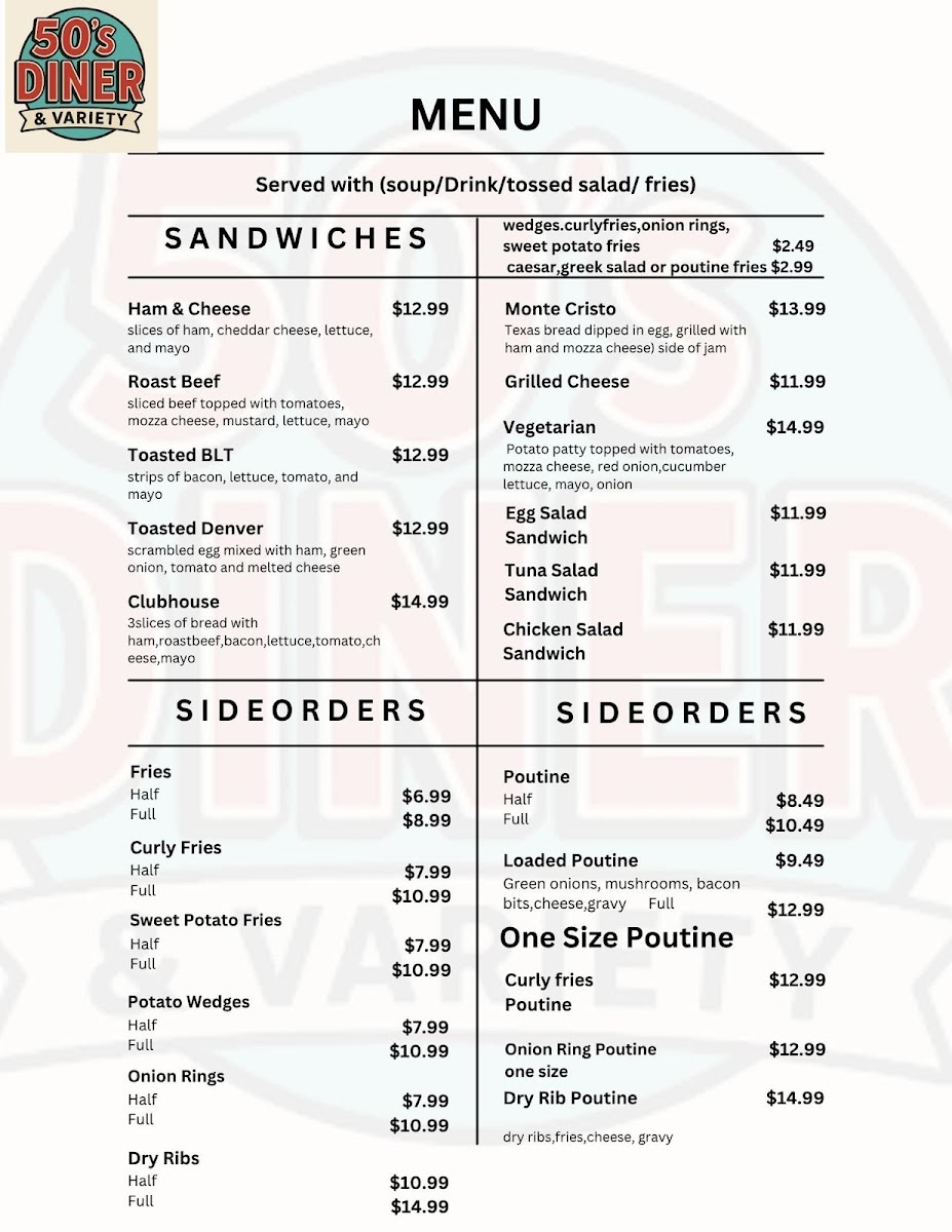 50’s Diner & Variety Photo Menu 2