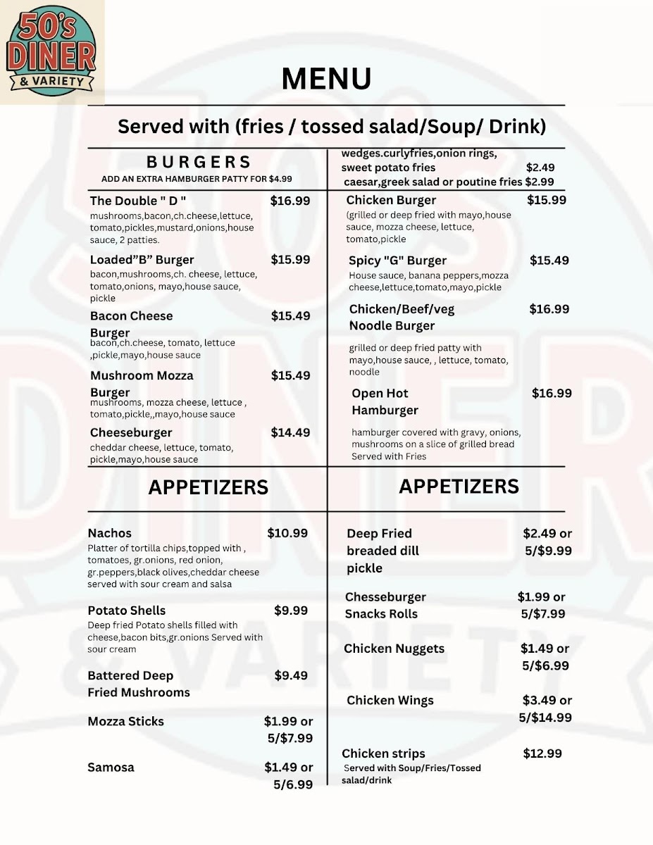 50’s Diner & Variety Photo Menu 3