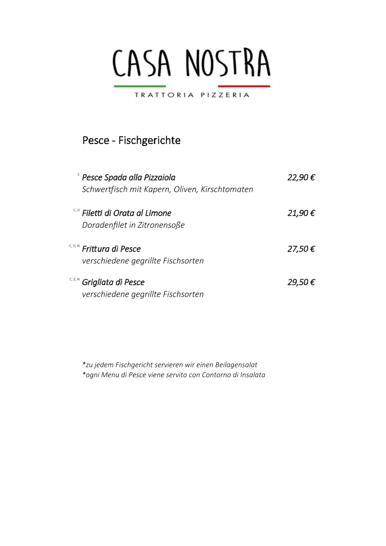 Trattoria Pizzeria Casa Nostra Photo Menu 10