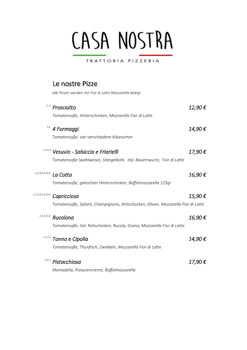 Trattoria Pizzeria Casa Nostra Photo Menu 4
