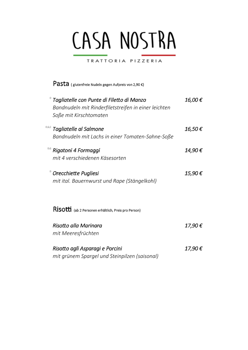 Trattoria Pizzeria Casa Nostra Photo Menu 6