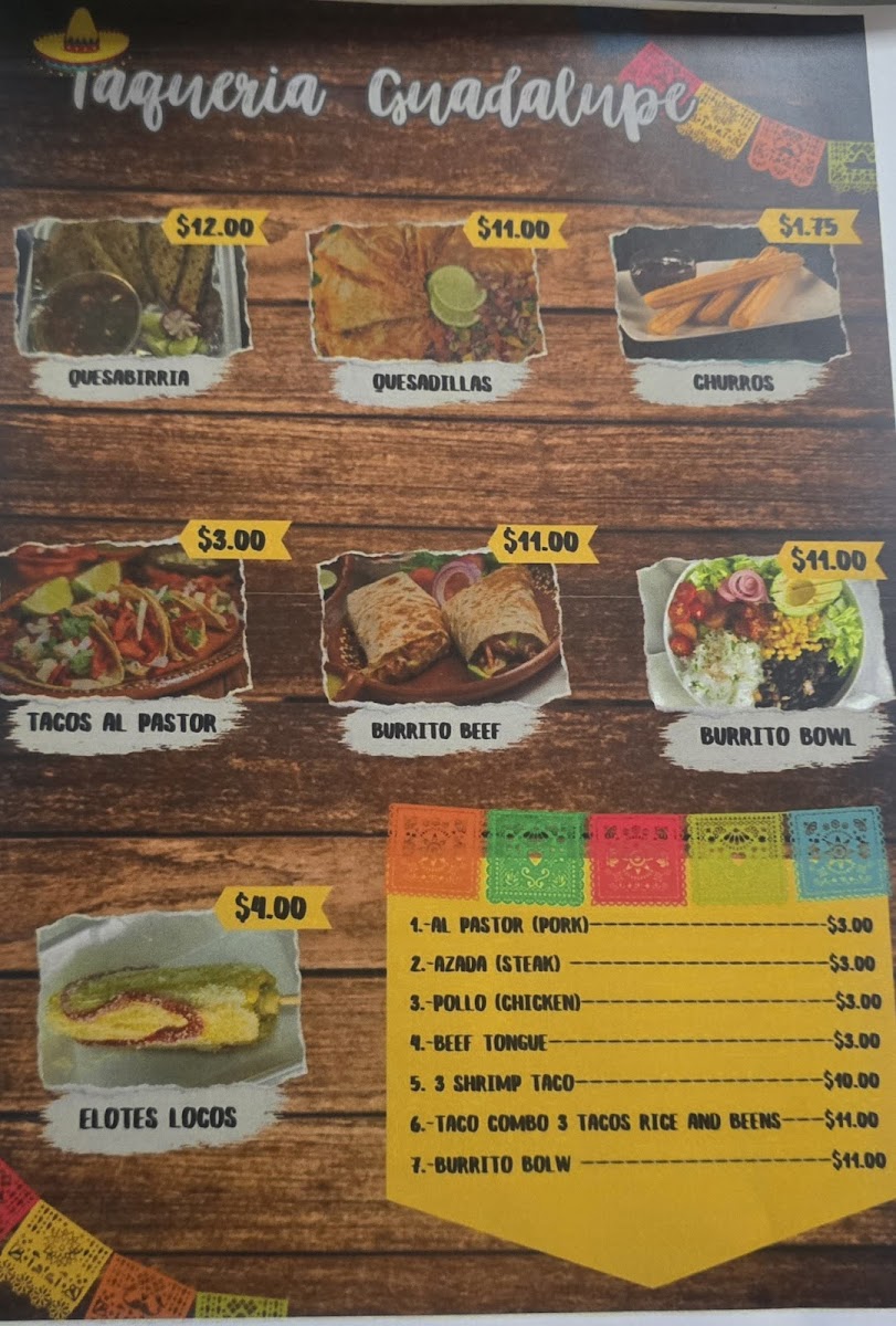 Taqueria Guadalupe Photo Menu 2