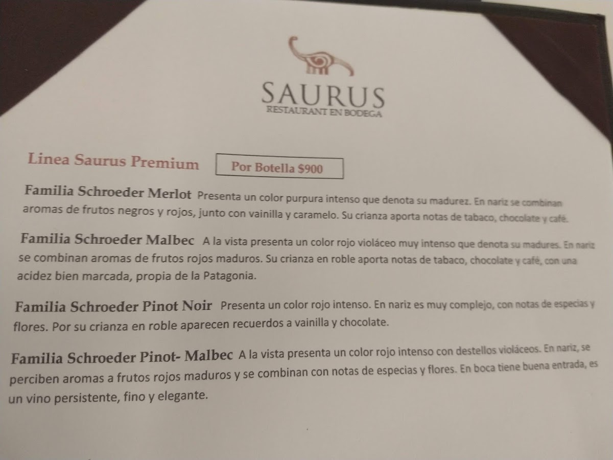 Saurus Restaurante En Bodega Familia Schroeder Photo Menu 2