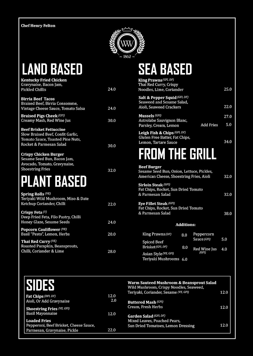 Warkworth Hotel Photo Menu 1
