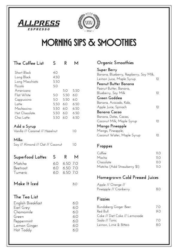 Warkworth Hotel Photo Menu 3