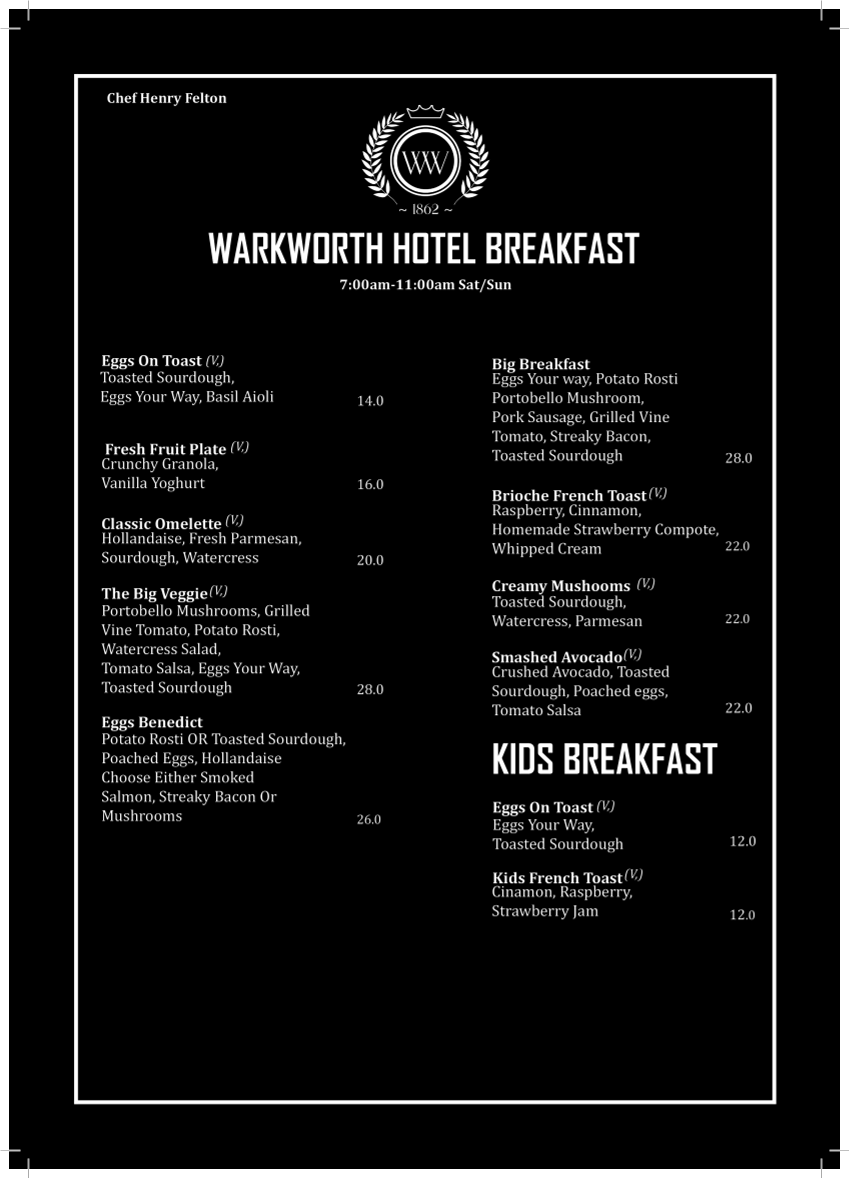 Warkworth Hotel Photo Menu 4