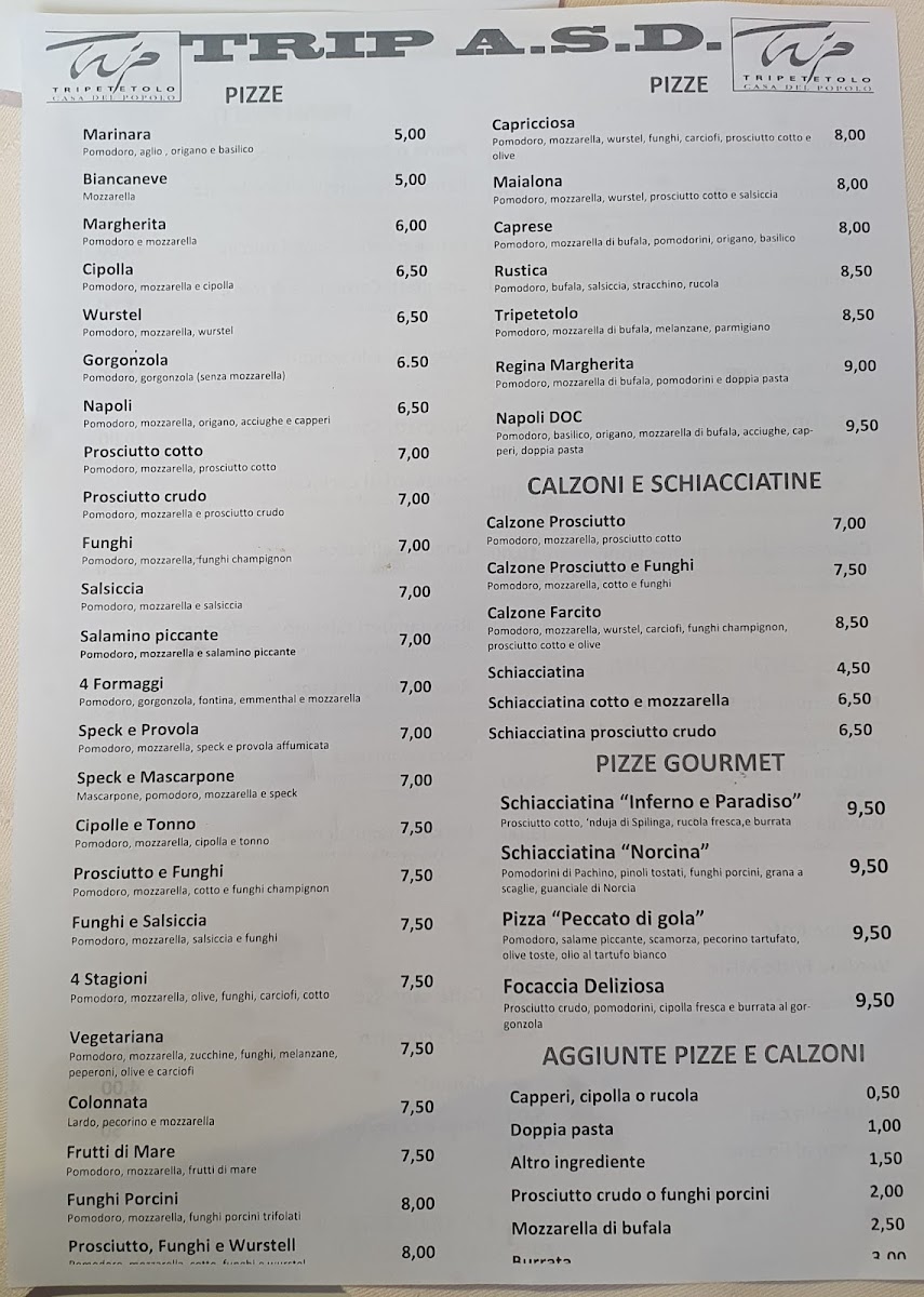 Ristorante Pizzeria Trip a.s.d. Photo Menu 1