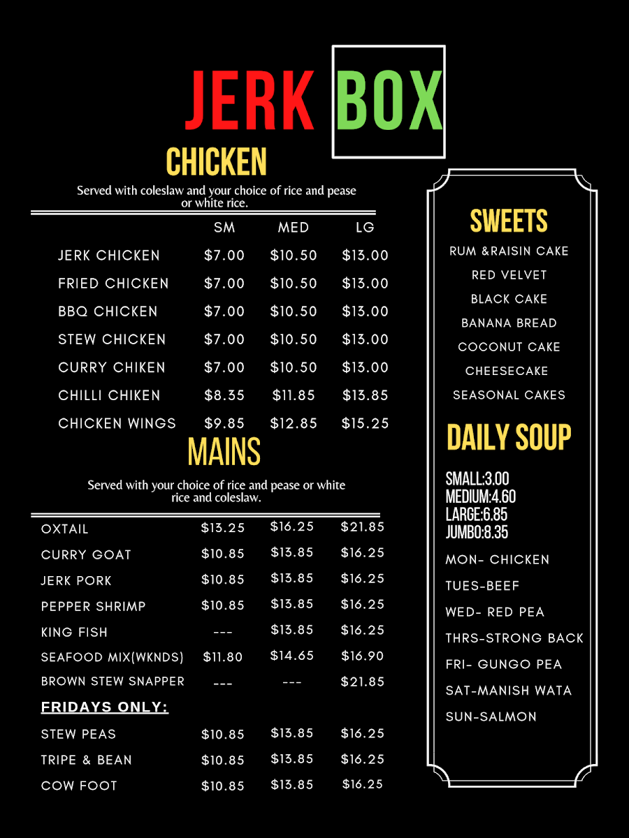 The Jerk Box Photo Menu 1