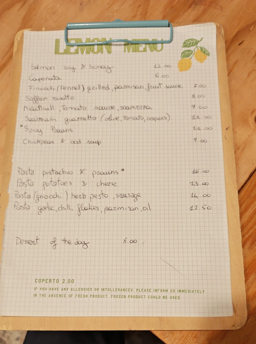 Lemon Tapas & Drinks Ortigia Photo Menu 2