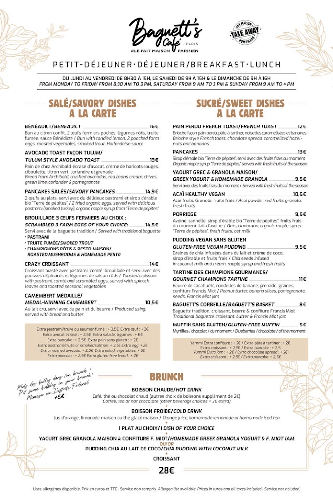Baguett's Café Photo Menu 1