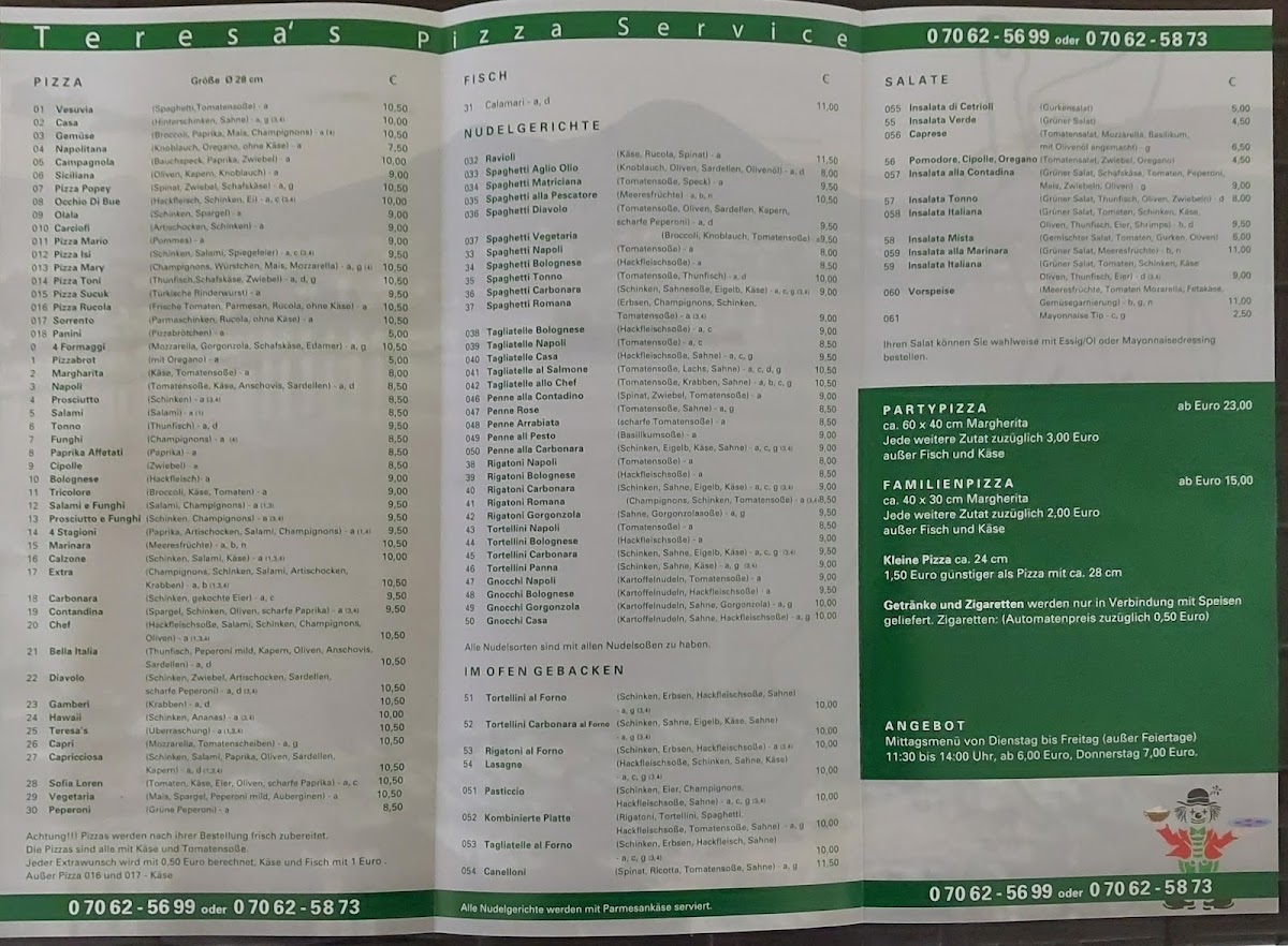 Teresa's Pizza Service Photo Menu 1