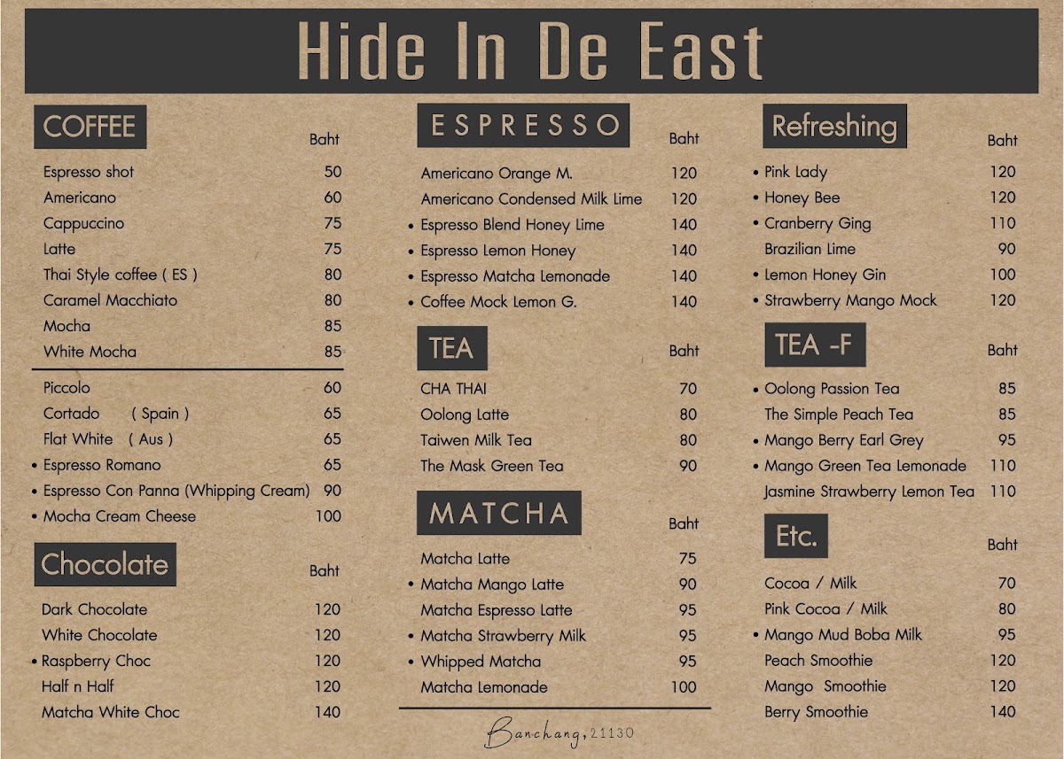 Cafe Hide In De East Photo Menu 1
