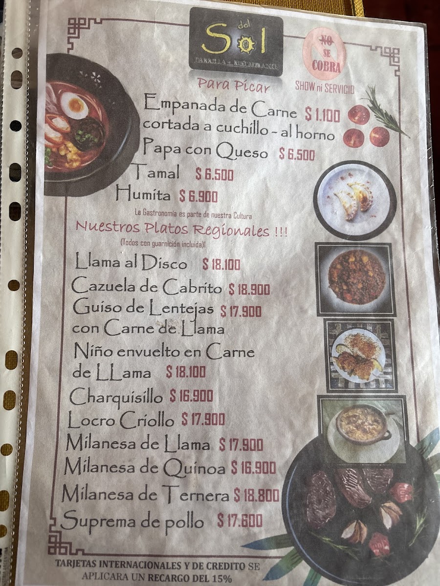 Del Sol Parrilla Restaurante Photo Menu 1