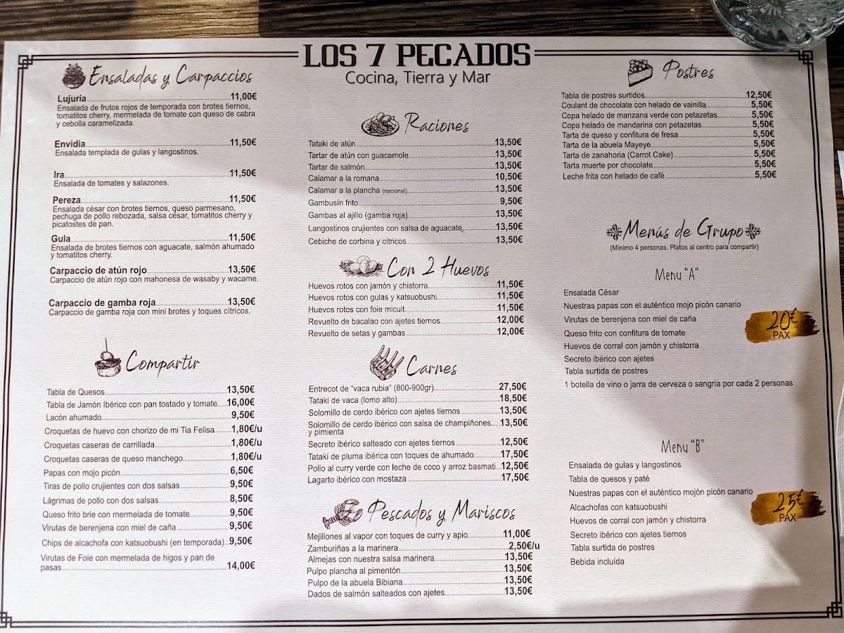 Los 7 pecados Photo Menu 2