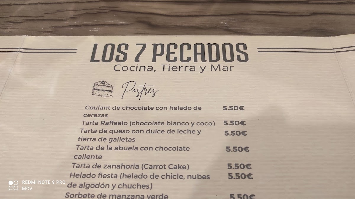 Los 7 pecados Photo Menu 8