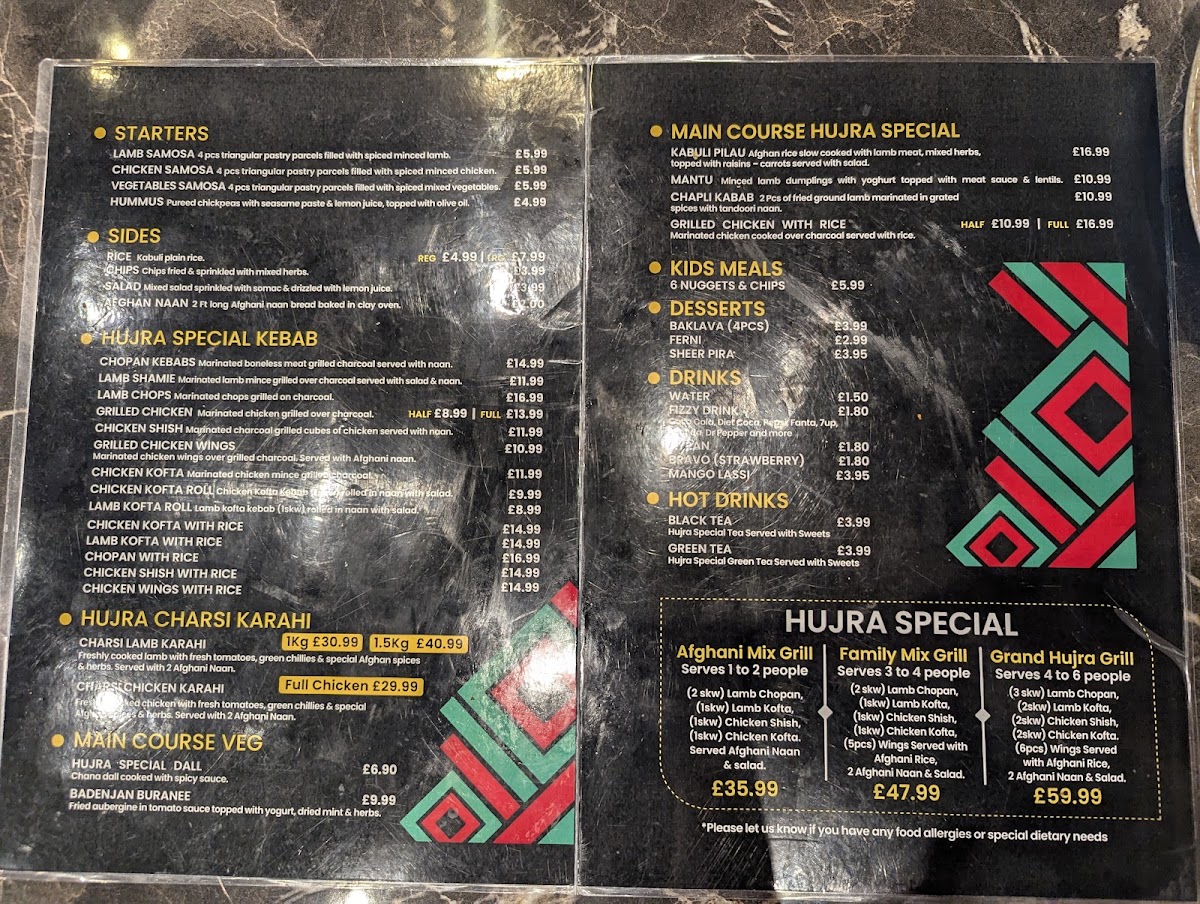Hujra Afghan Restaurant Photo Menu 3