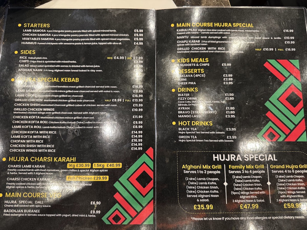 Hujra Afghan Restaurant Photo Menu 4