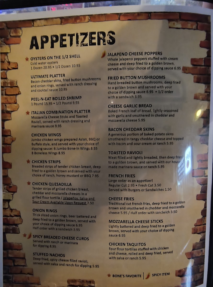 Bones Restaurant and Lounge Photo Menu 2