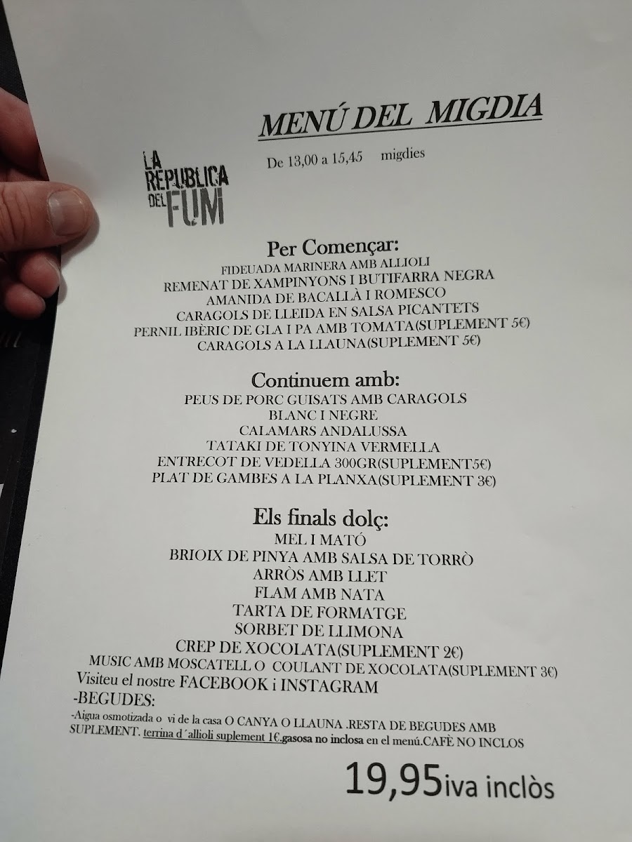La República del Fum Photo Menu 1
