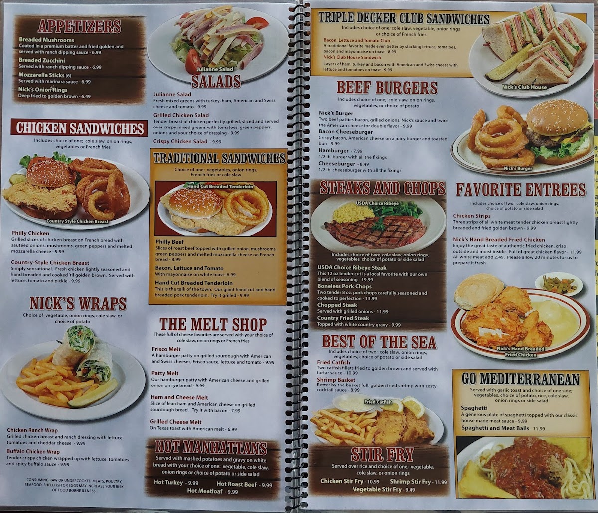 Nick's Restaurant Photo Menu 1