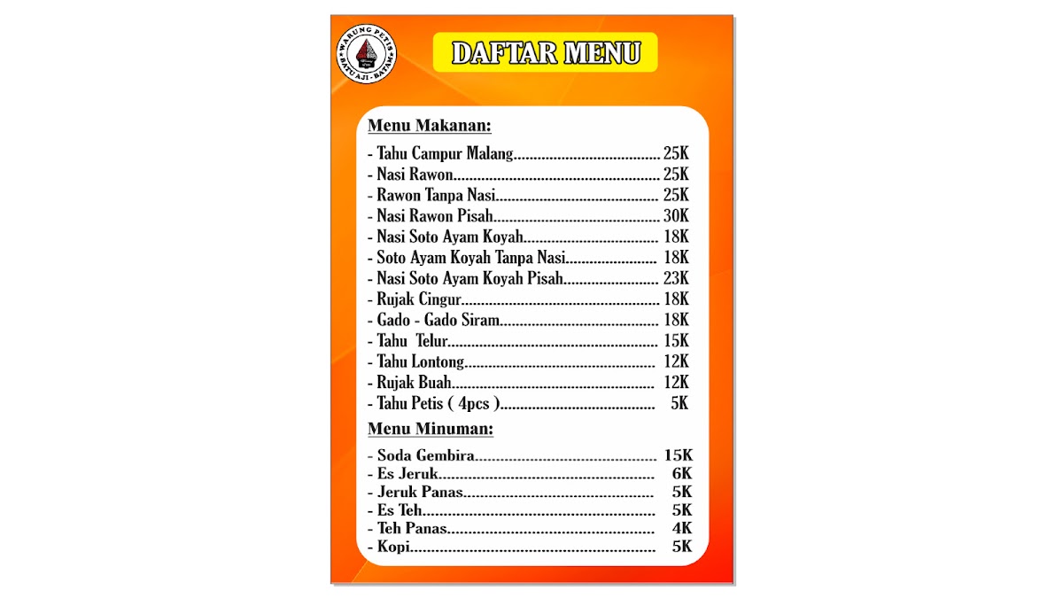 Warung Petis Batam Photo Menu 1