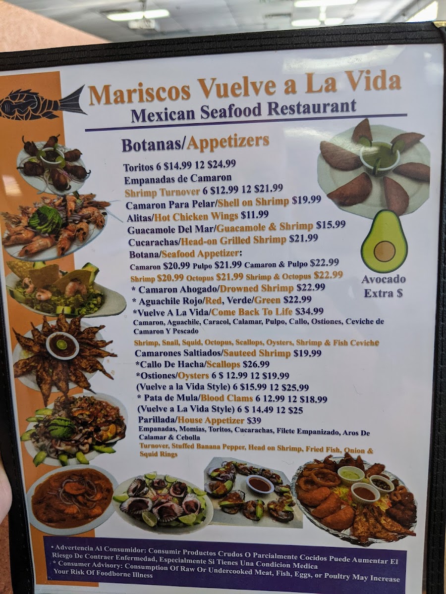 Mariscos Vuelve A La Vida Restaurant Photo Menu 2