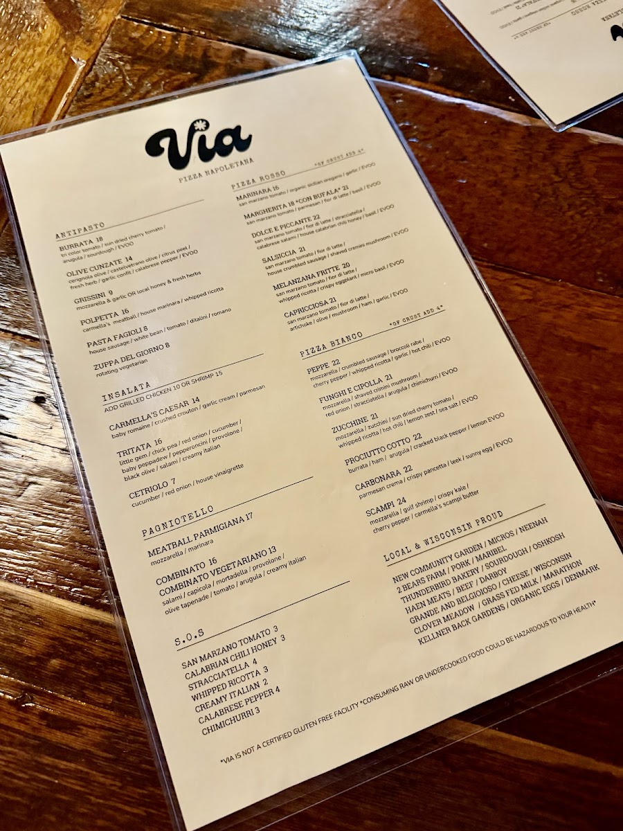 VIA Pizza Napoletana Photo Menu 1