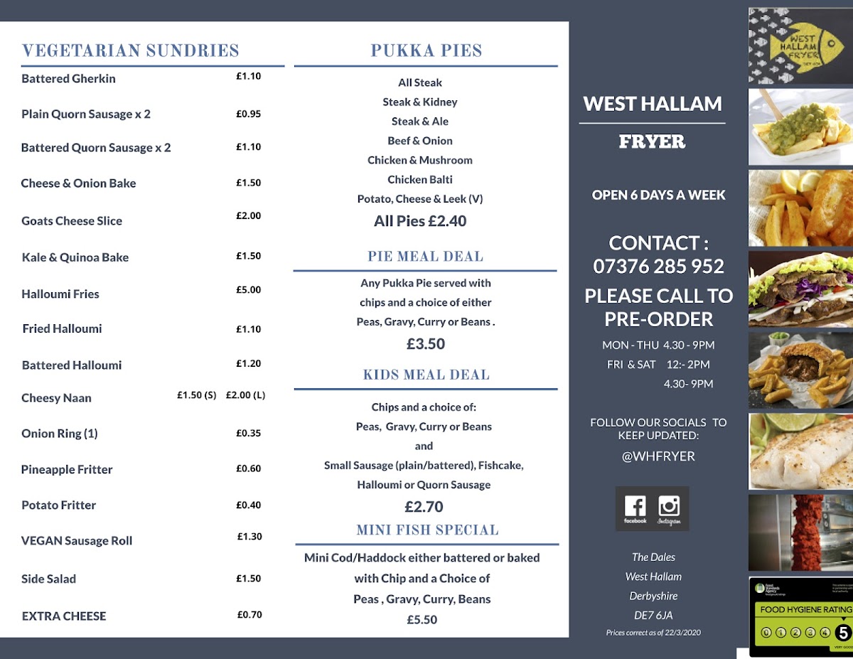 West Hallam Fryer Photo Menu 1