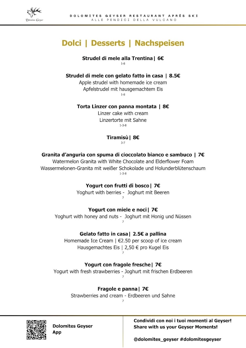 Dolomites Geyser Restaurant Apres Ski Photo Menu 3