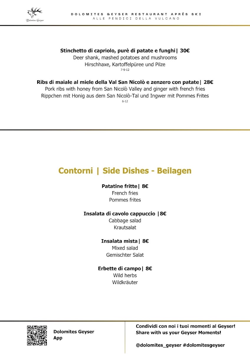 Dolomites Geyser Restaurant Apres Ski Photo Menu 4