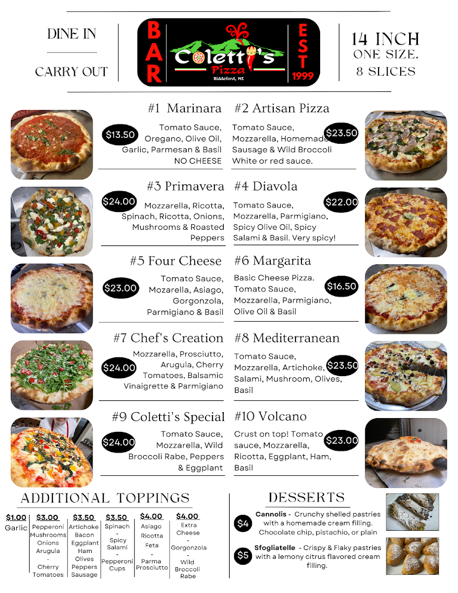Coletti's Pizza Factory Photo Menu 1