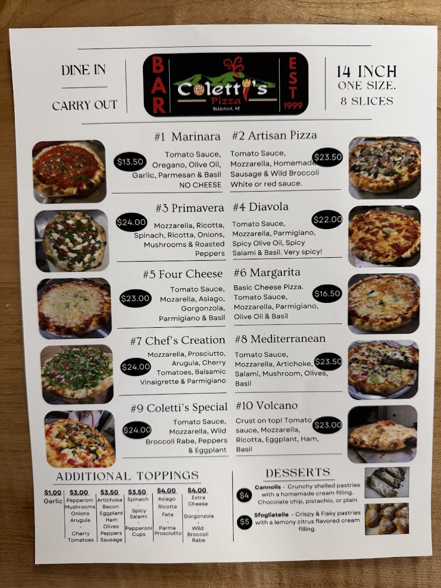 Coletti's Pizza Factory Photo Menu 2