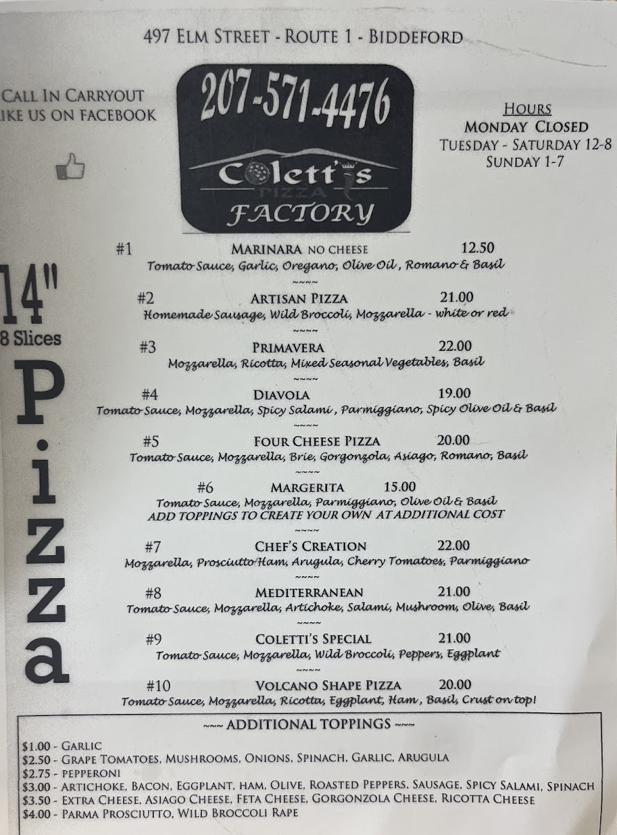 Coletti's Pizza Factory Photo Menu 4