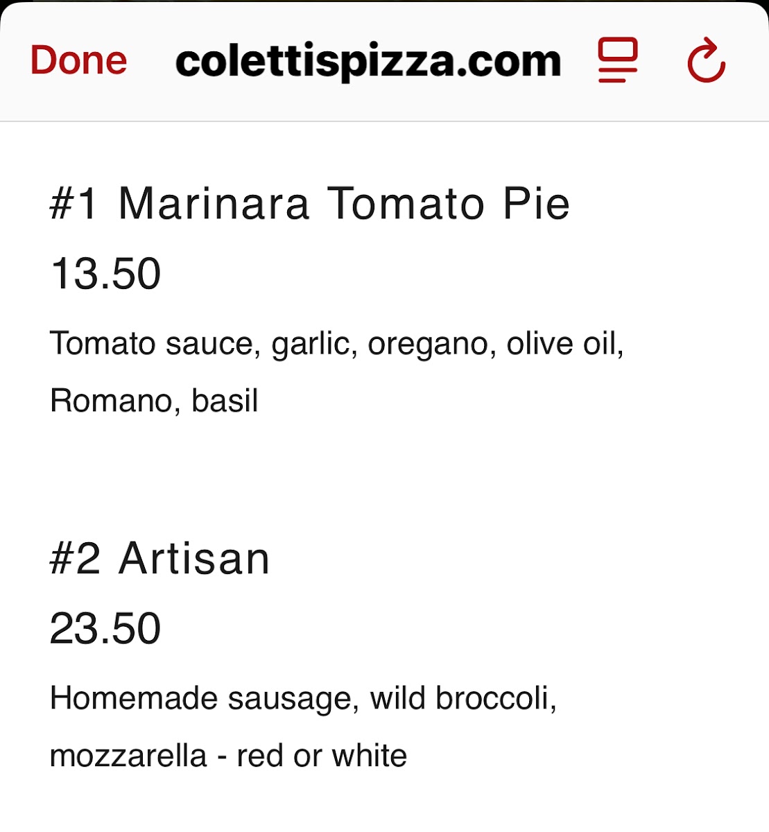 Coletti's Pizza Factory Photo Menu 5