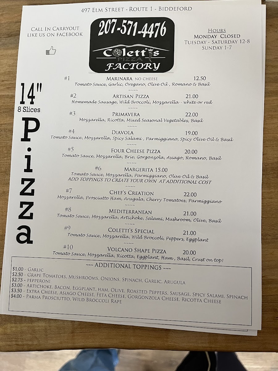 Coletti's Pizza Factory Photo Menu 6